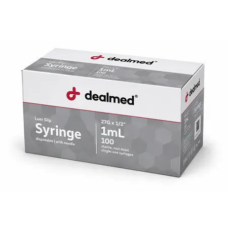 TB Syringe, 1 mL 27G x 1/2", Luer Slip, 100/Bx